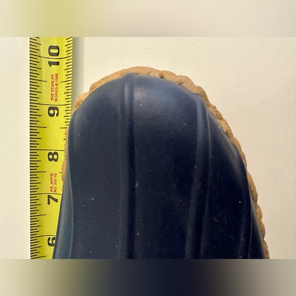 Vintage LL BEAN Bean Boots Gumshoes Duck Navy Blue Tan Leather Rubber Waterproof - Picture 16 of 16
